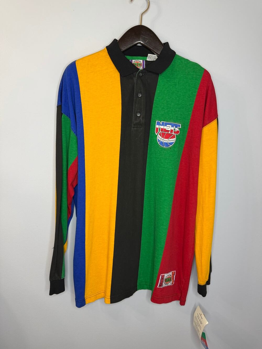 Vintage 90's Nets NBA In The Paint Long Sleeve Rare Limited Multi Striped Sz L